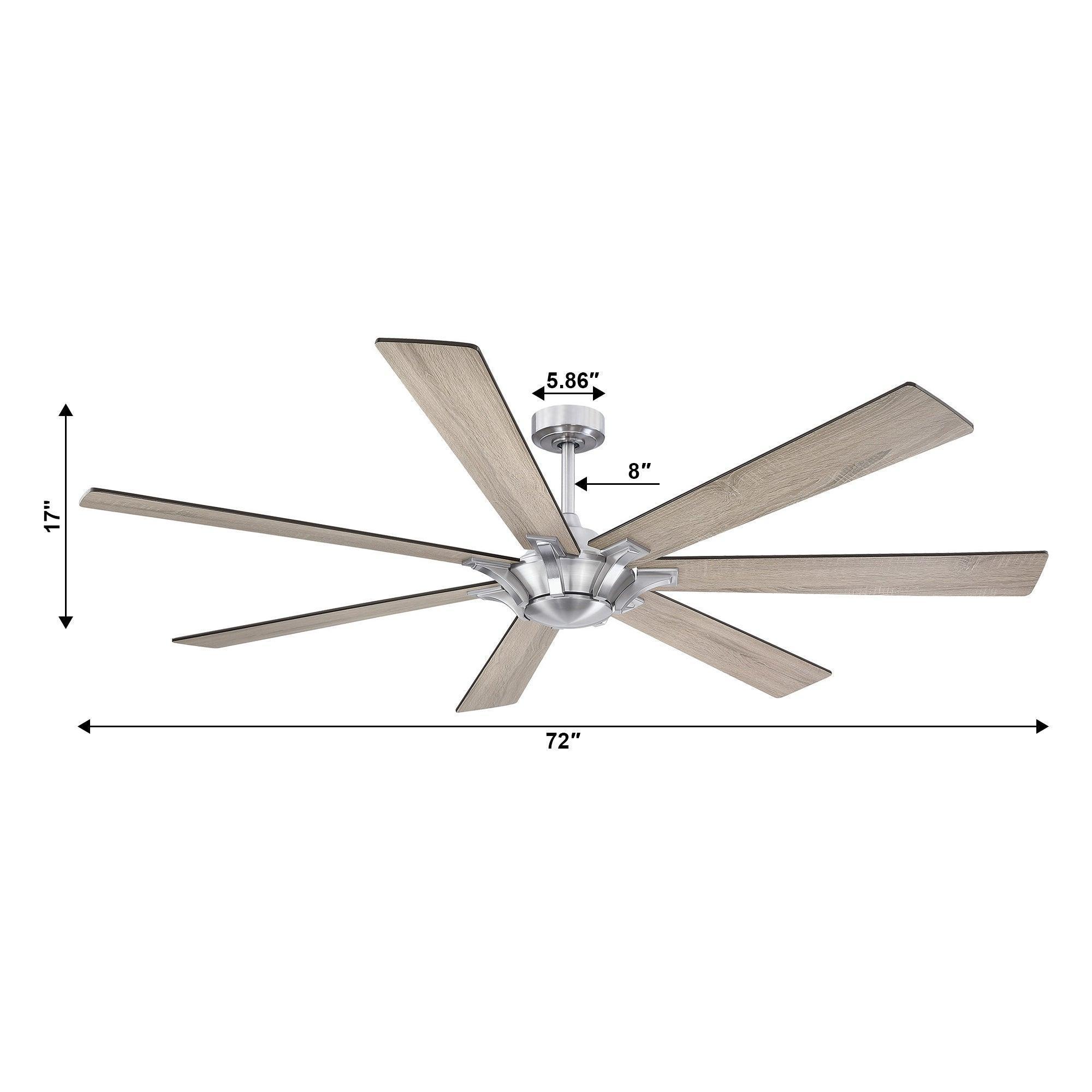 72-inch reversible ceiling fan with brushed nickel downrod and five wood blades