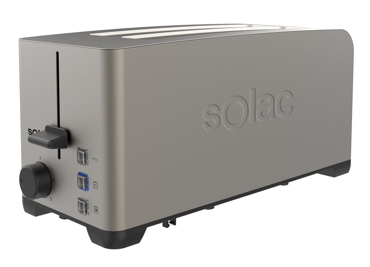 4-slice stainless steel toaster with side controls and lever