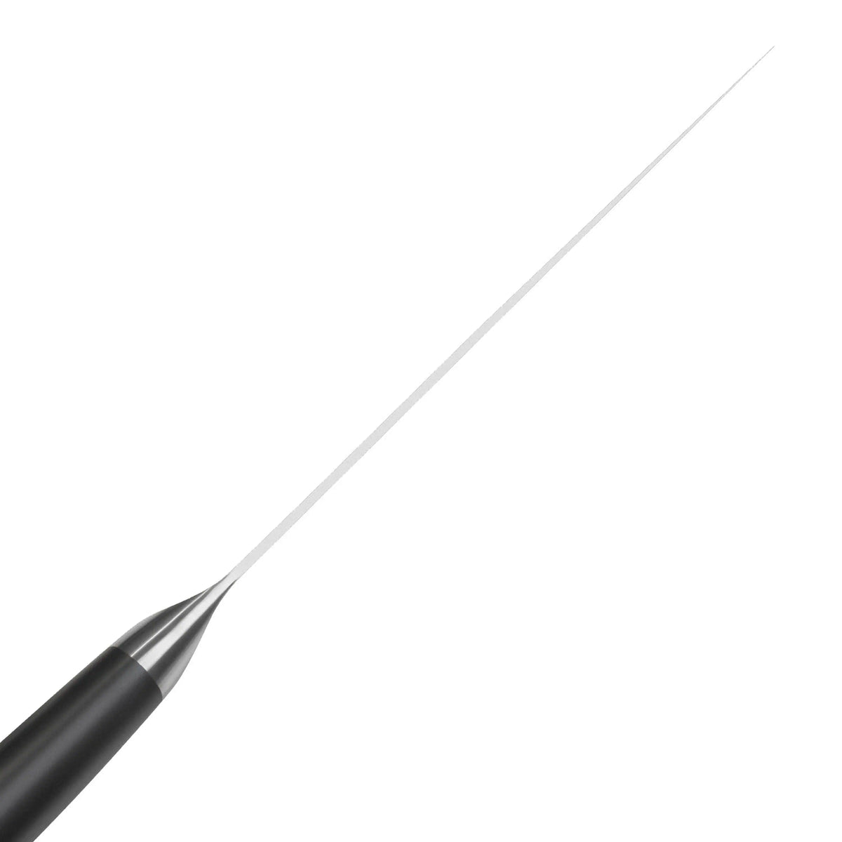 Stainless knife blade tip with black handle