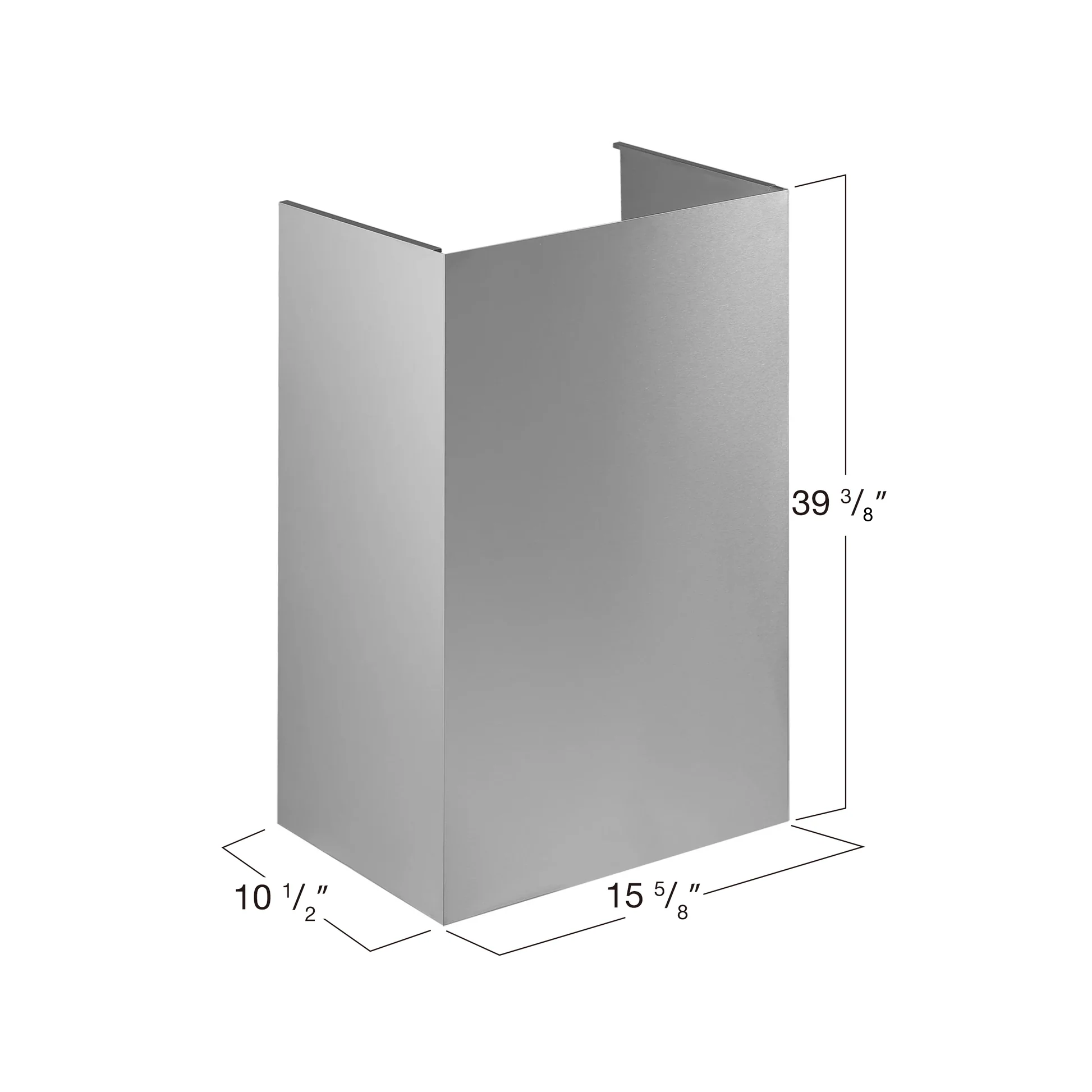 Range hood chimney cover, 39 3/8 in tall with 15 5/8 in depth