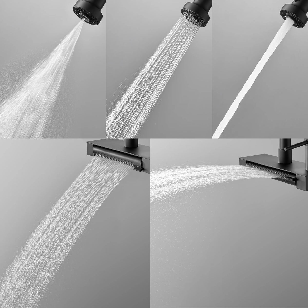 FORNO ACQUA 4 Function Waterfall Pull-Down Kitchen Faucet in Black (FCWRMBKD1)