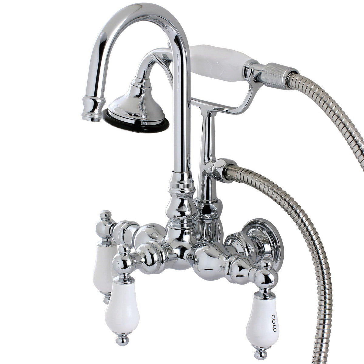 Aqua Vintage Wall Mount Clawfoot Tub Faucet in Polished Chrome