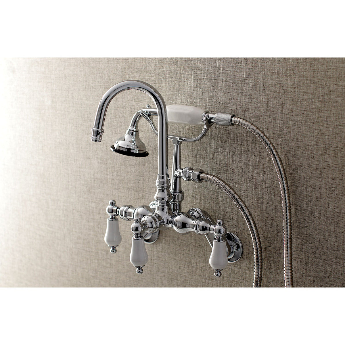 Aqua Vintage Wall Mount Clawfoot Tub Faucets in Polished Chrome