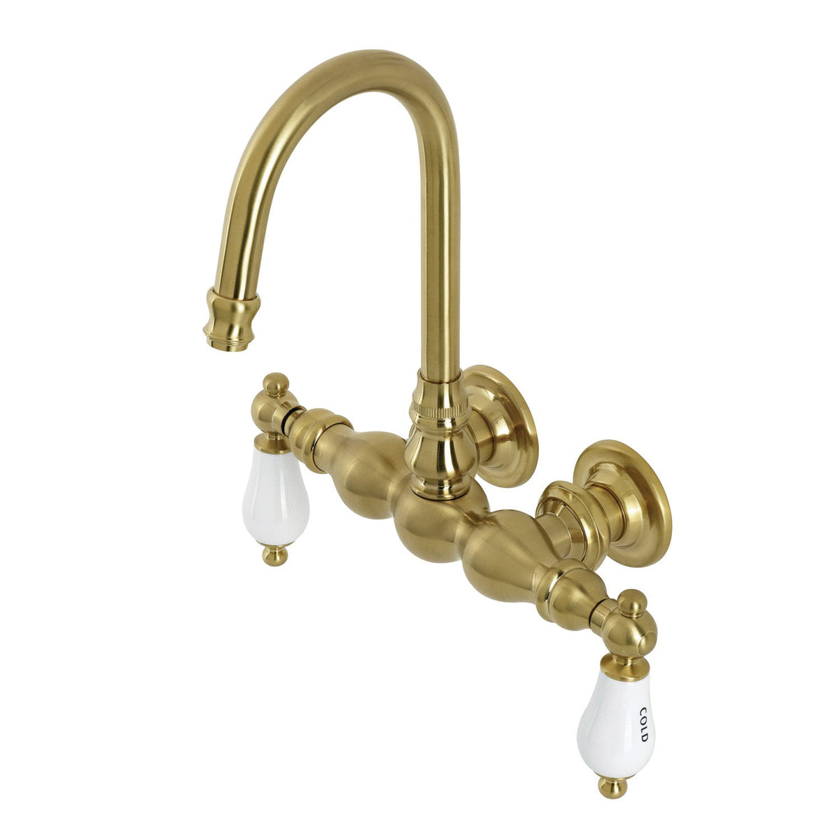 Aqua Vintage 3-3/8 Inch Wall Mount Tub Faucet in Brushed Brass