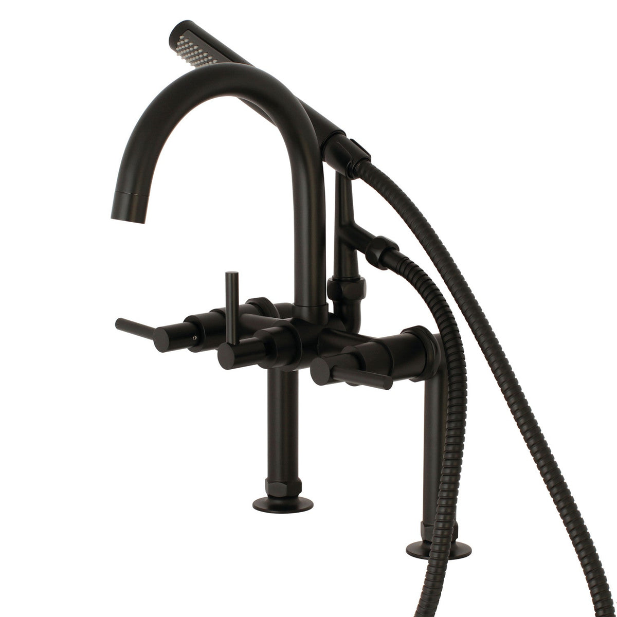 Aqua Vintage Concord 7" Center Deck-Mount Clawfoot Tub Faucet with Hand Shower in Matte Black