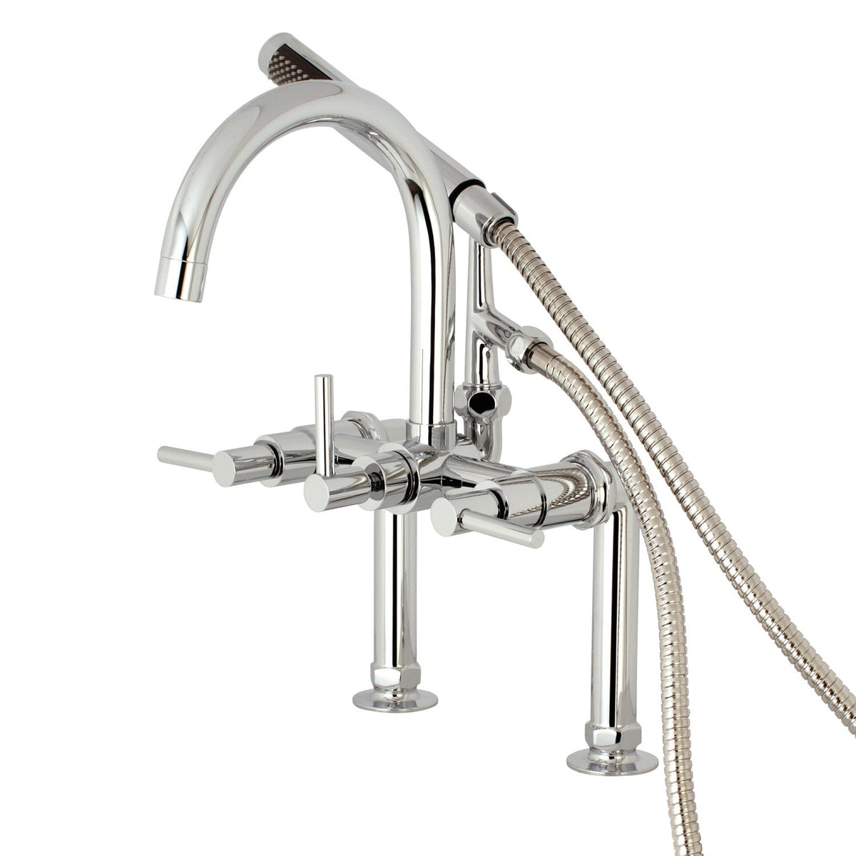 Aqua Vintage Concord 7" Center Deck-Mount Clawfoot Tub Faucet with Hand Shower in Polished Chrome