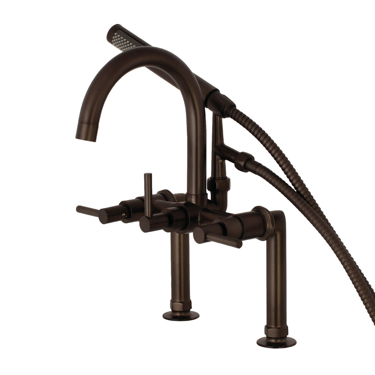 Aqua Vintage Concord 7" Center Deck-Mount Clawfoot Tub Faucet with Hand Shower in Oil Rubbed Bronze