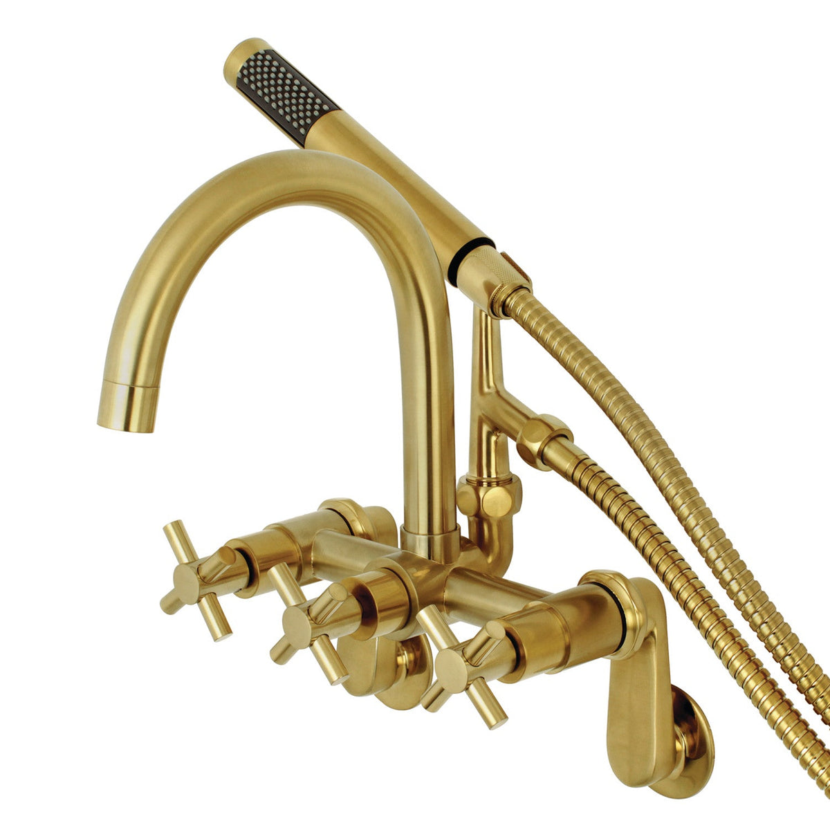 Aqua Vintage Concord 7-Inch Adjustable Wall Mount Tub Faucet in Brushed Brass
