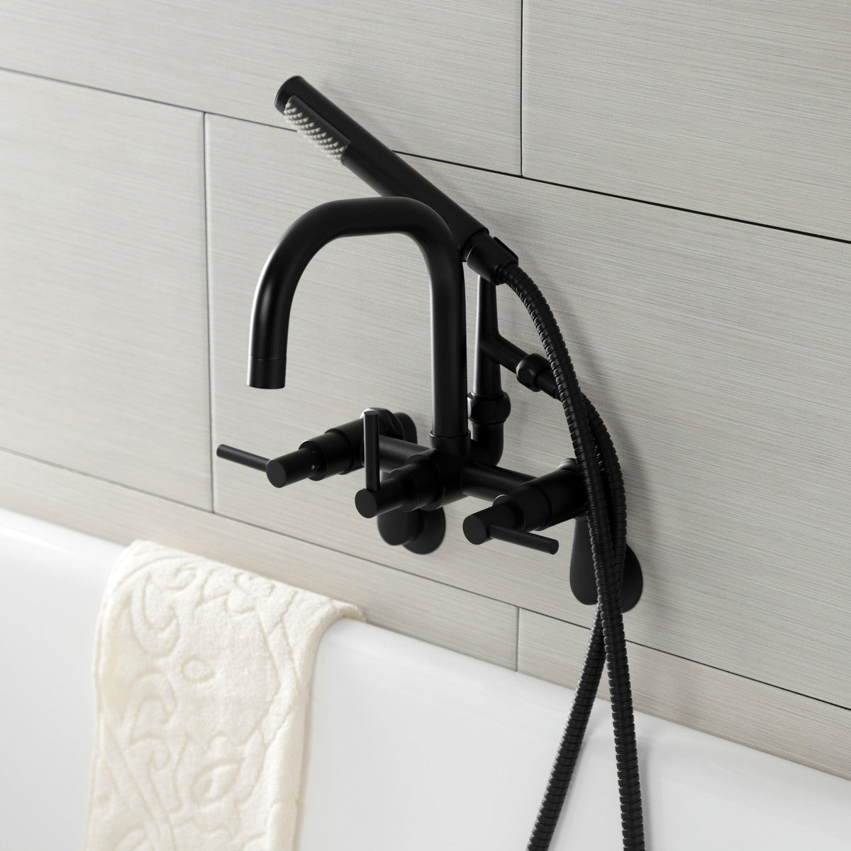 Aqua Vintage Concord Wall Mount Clawfoot Tub Faucet in Matte Black