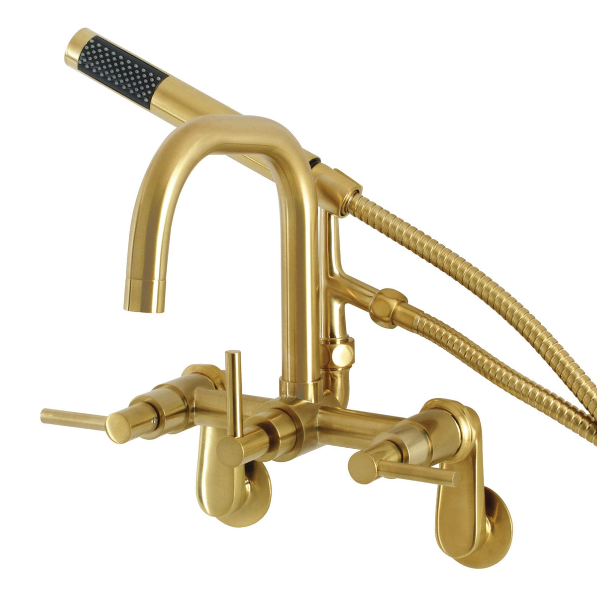 Aqua Vintage Concord Wall Mount Clawfoot Tub Faucet in Brushed Brass