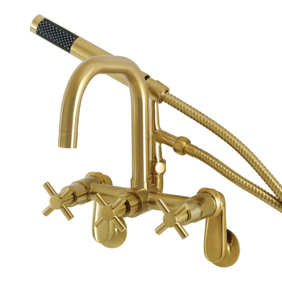 Aqua Vintage Concord Wall Mount Clawfoot Tub Faucet in Brushed Brass