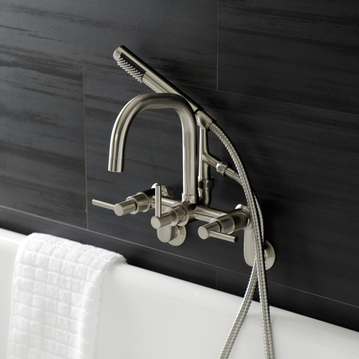 Aqua Vintage Concord Wall Mount Clawfoot Tub Faucet in Brushed Nickel