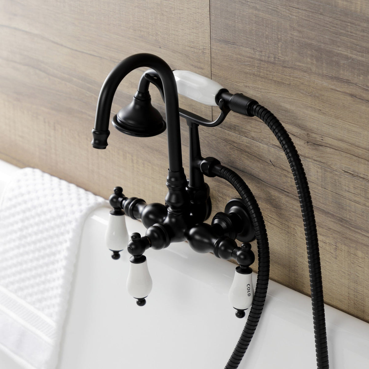 Aqua Vintage Wall Mount Clawfoot Tub Faucet in Matte Black