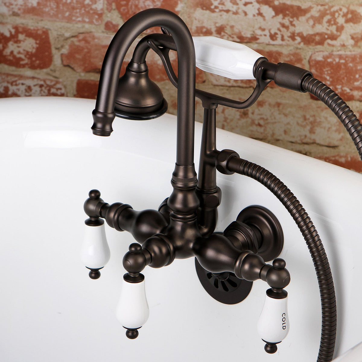 Aqua Vintage Wall Mount Clawfoot Tub Faucet in Oil Rubbed Bronze
