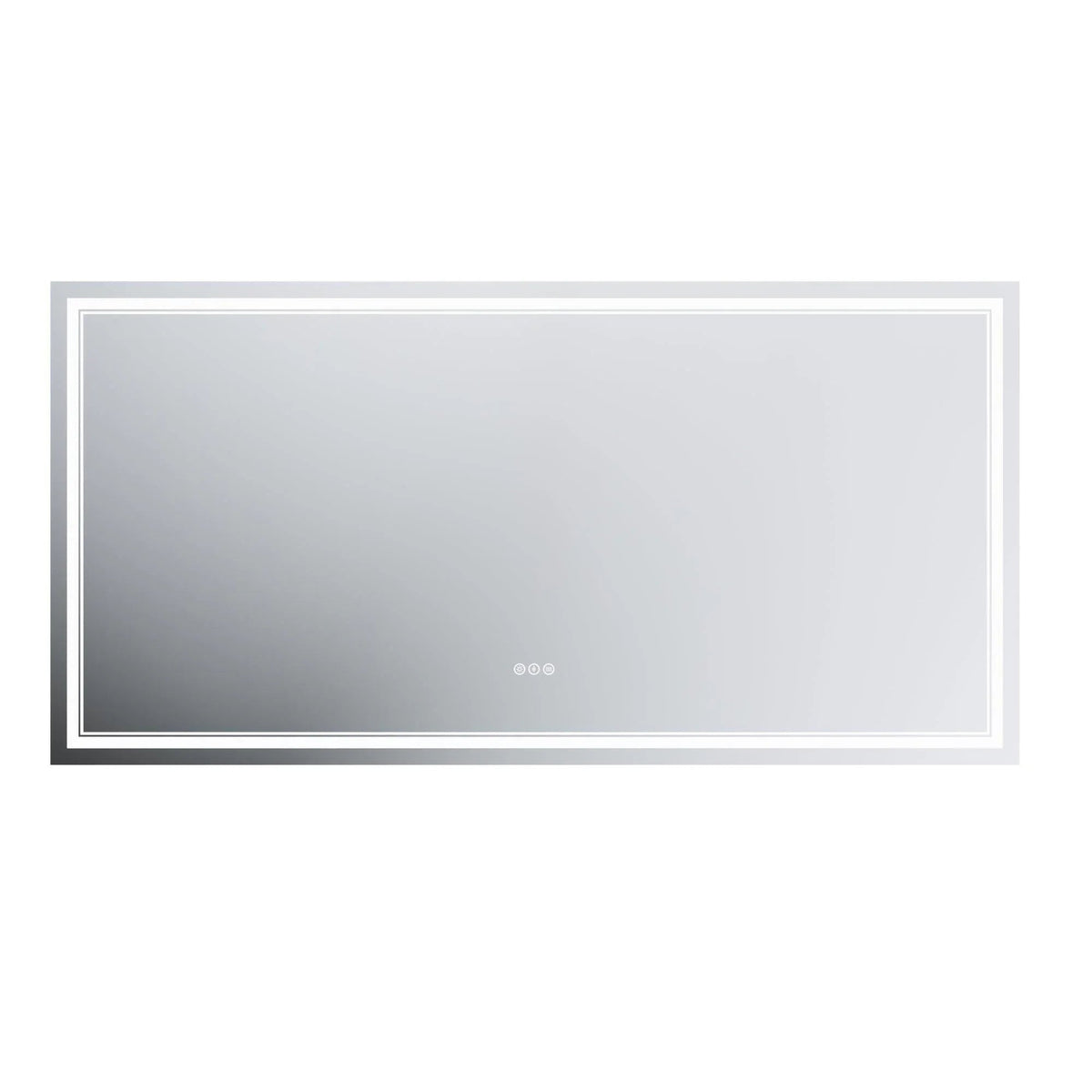 Rectangular LED bathroom mirror with white frame and anti-fog glass