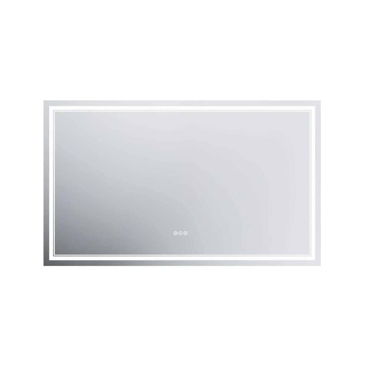 Rectangular backlit LED bathroom mirror with white frame