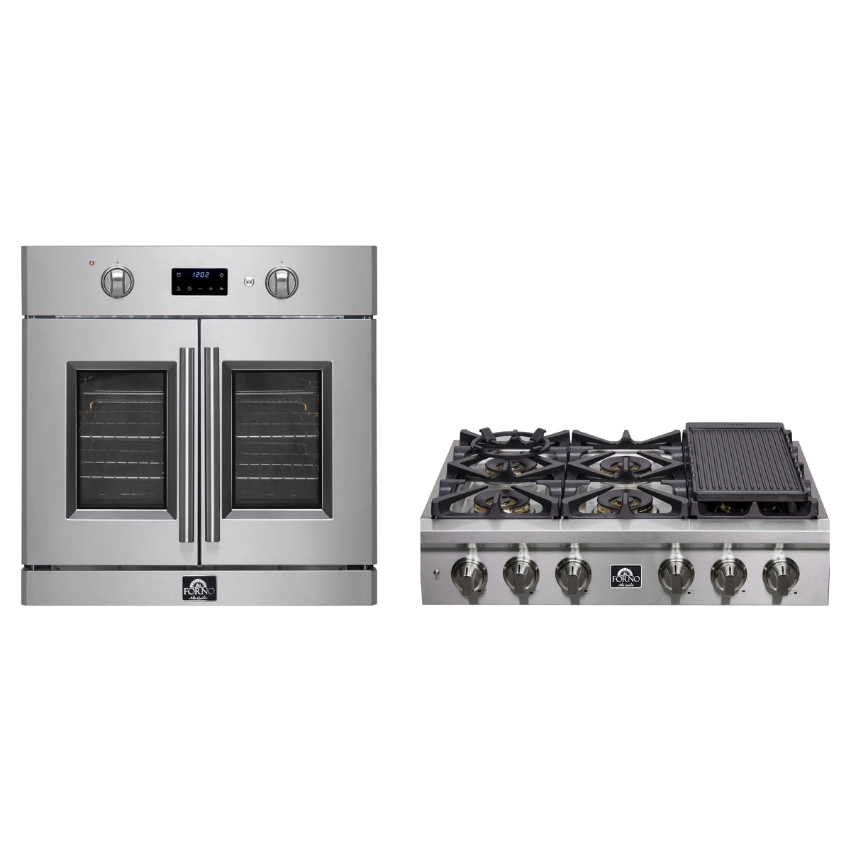 Forno 2-Piece Appliance Package - 36-Inch Spezia Gas Rangetop & French Door Wall Oven in Stainless Steel