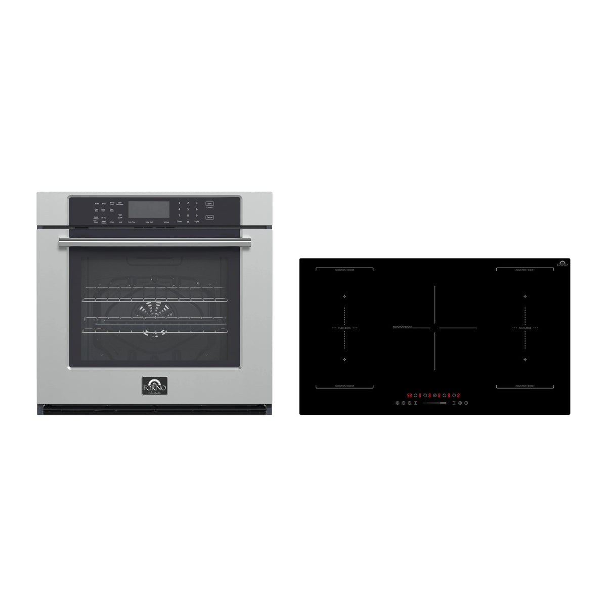 Forno 2-Piece Appliance Package - 36-Inch Ornonzo Induction Cooktop & Villarosa Electric Wall Oven in Stainless Steel