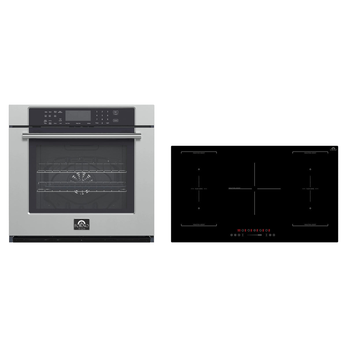 Forno 2-Piece Appliance Package - 36-Inch Ornonzo Induction Cooktop & Villarosa Electric Wall Oven in Stainless Steel