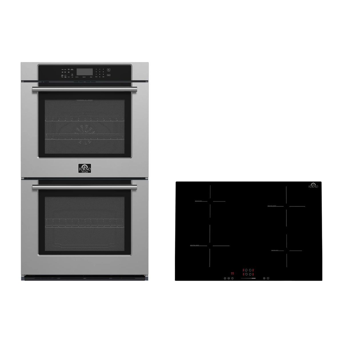 Forno 2-Piece Appliance Package - 30-Inch Parco Induction Cooktop & Villarosa Double Electric Wall Oven in Stainless Steel