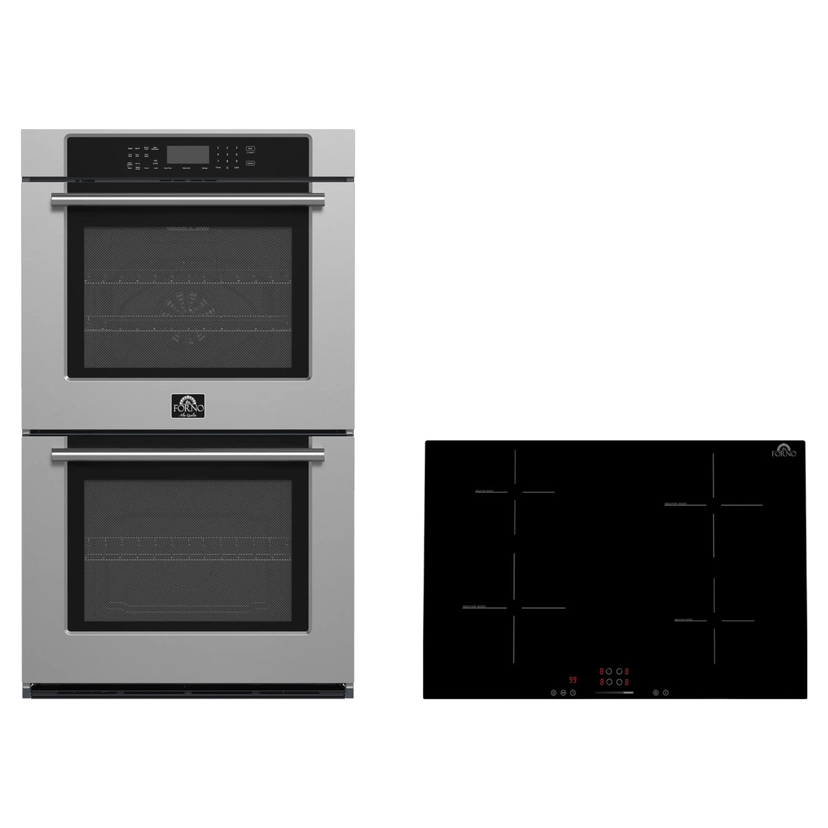Forno 2-Piece Appliance Package - 30-Inch Parco Induction Cooktop & Villarosa Double Electric Wall Oven in Stainless Steel