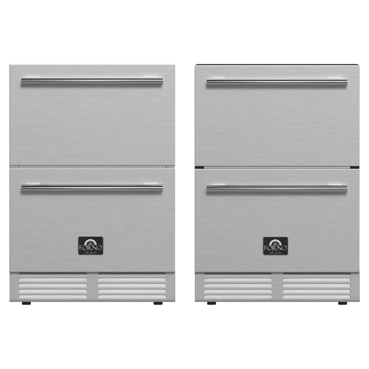 Forno 2 - Piece Appliance Package - 24-Inch Built-In Indoor/Outdoor Drawer Freezer and 24-Inch Drawer Refrigerator in Stainless Steel