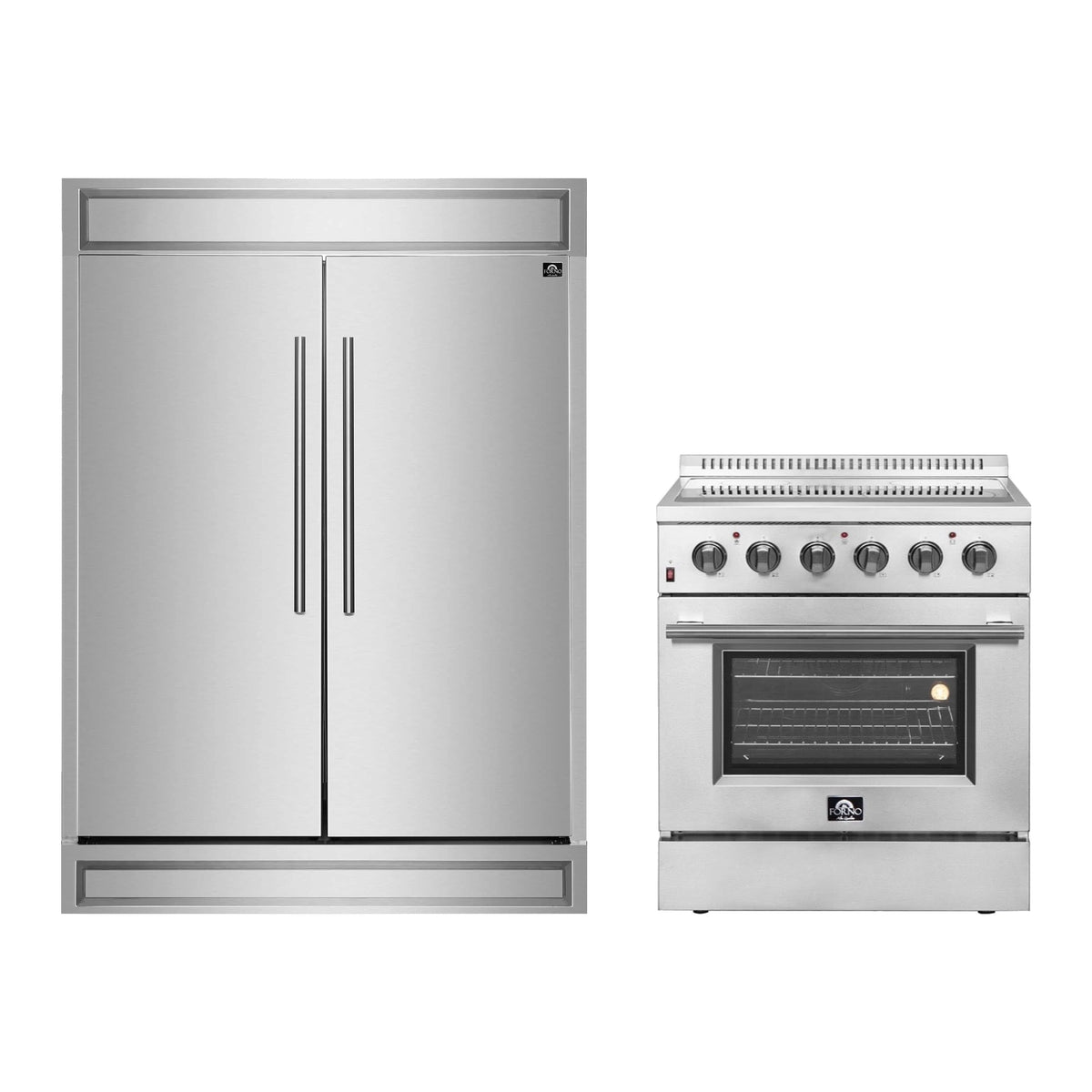 Forno 2-Piece Appliance Package - 30-Inch Electric Range & Pro-Style Refrigerator and Freezer in Stainless Steel