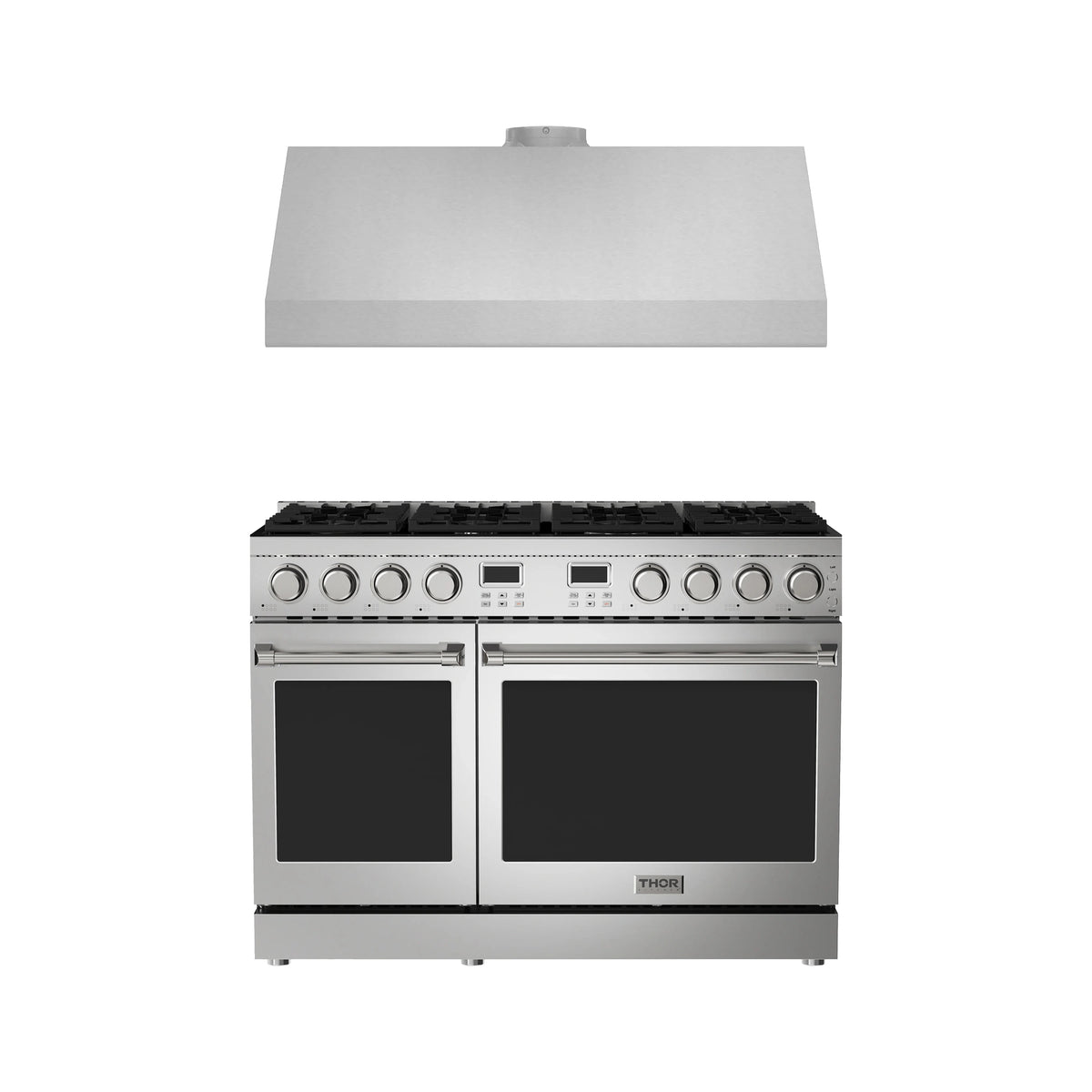 Thor Kitchen 2-Piece Appliance Package - 48-Inch Natural Gas Range & Under Cabinet Hood in Stainless Steel