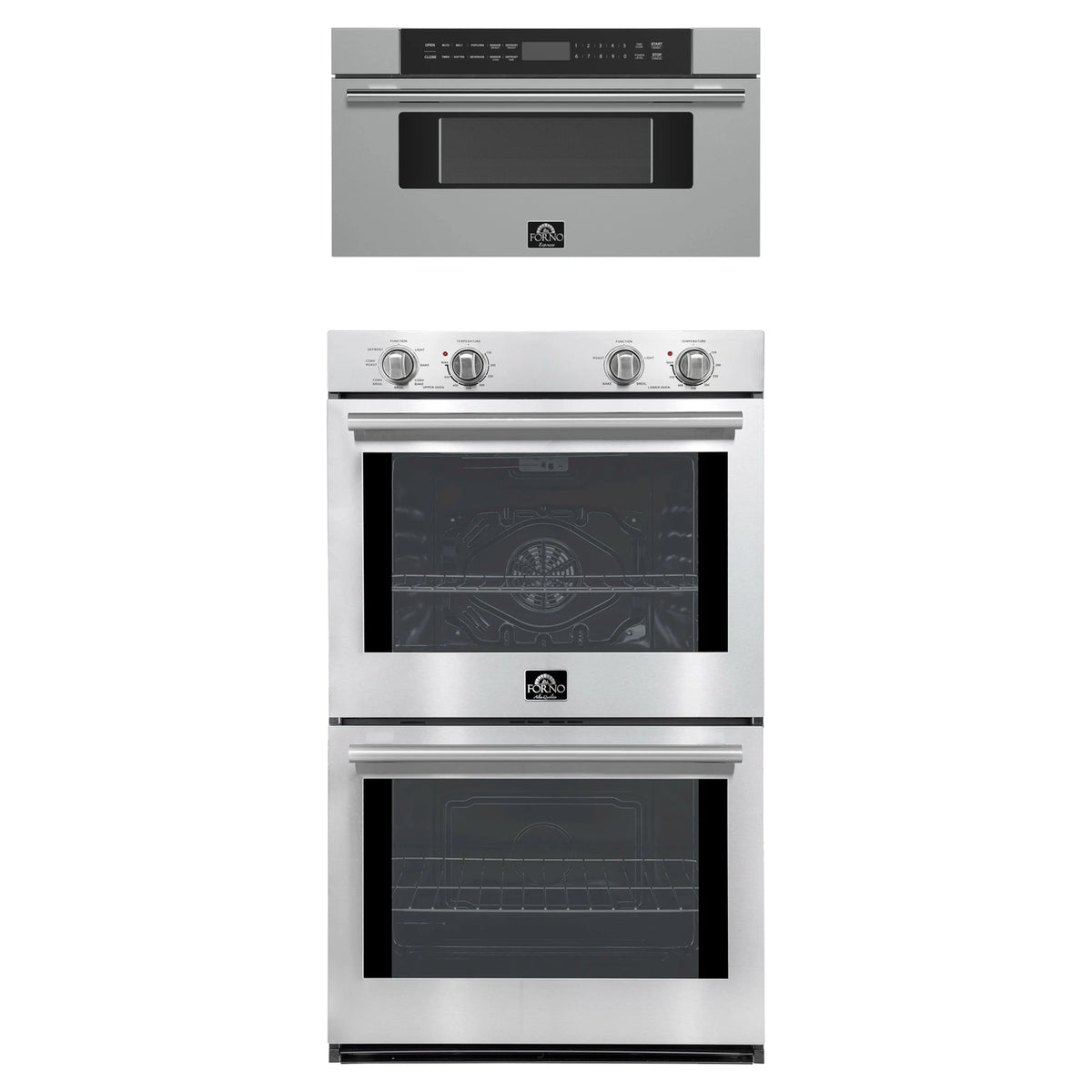 Forno 2-Piece Appliance Package - 30-Inch Vomero Double Wall Oven & 30-Inch Microwave Drawer in Stainless Steel