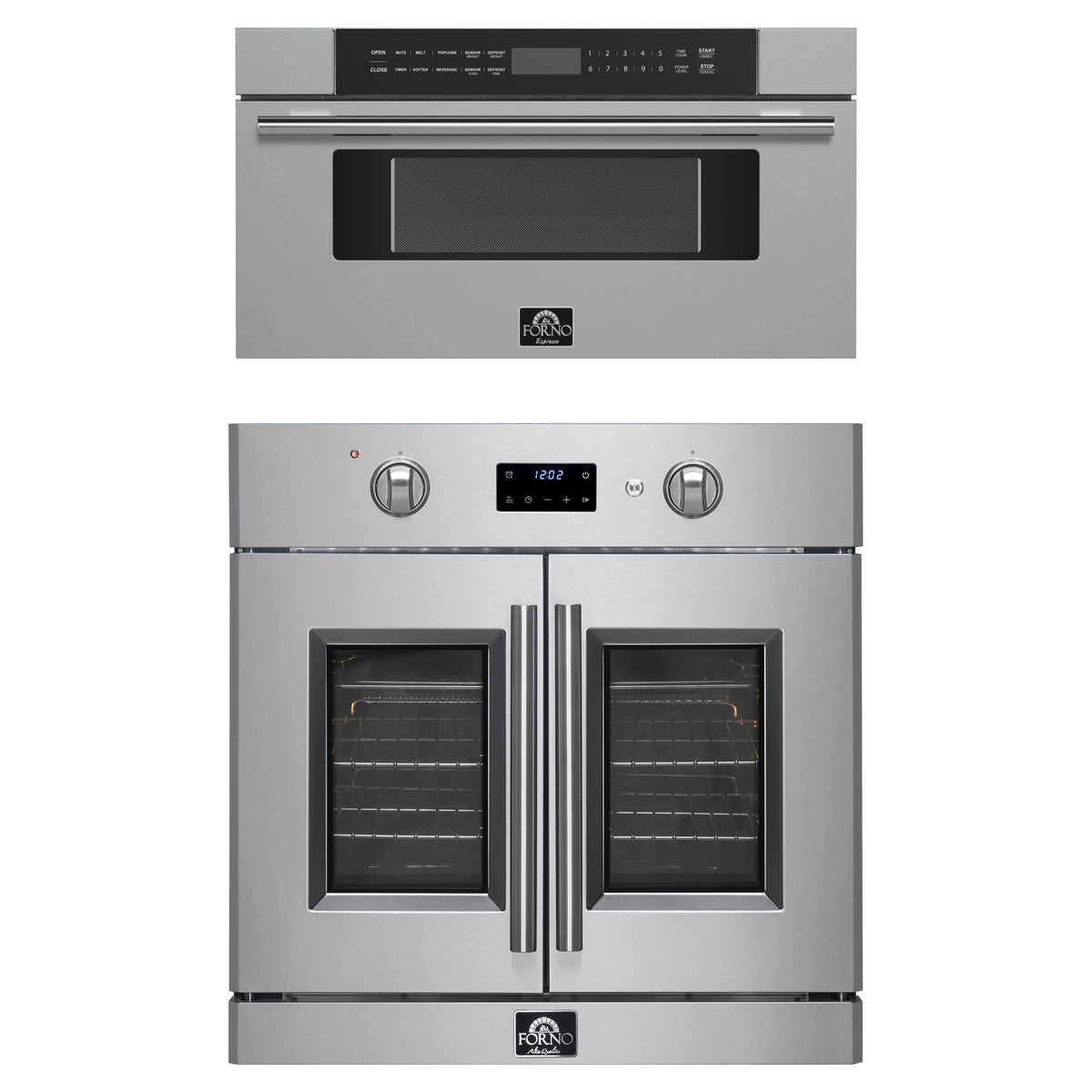 Forno 2-Piece Appliance Package - 30-Inch Asti French Door Electric Wall Oven & 30-Inch Microwave Drawer in Stainless Steel