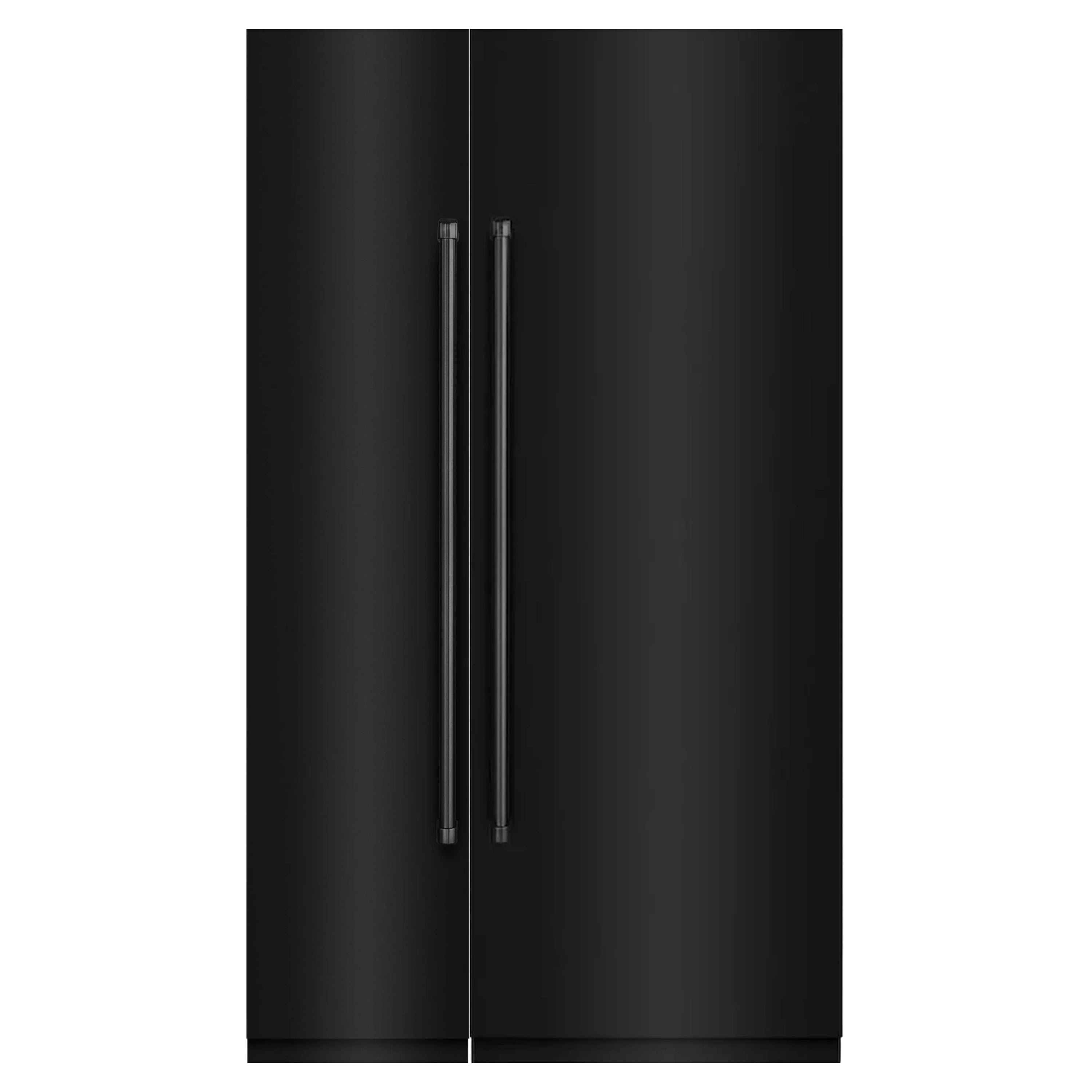 Black stainless steel double-door column refrigerator/freezer with vertical handles