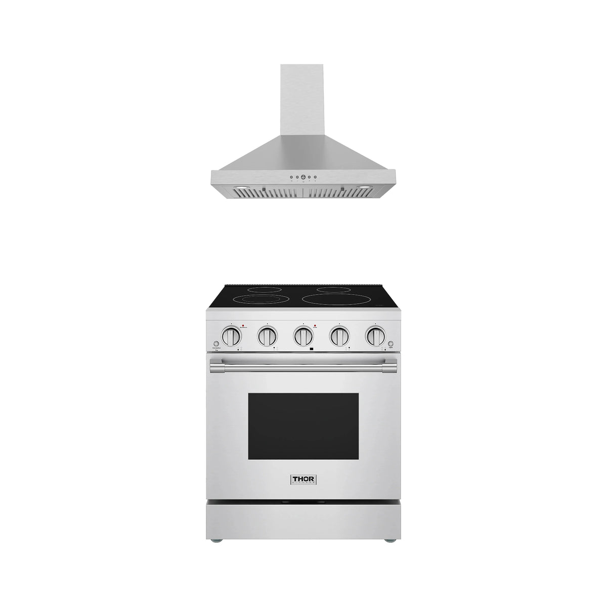 Thor Kitchen 2-Piece Appliance Package - 30-Inch Electric Range & Wall Mount Hood in Stainless Steel