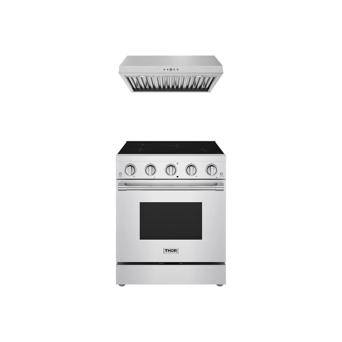 Thor Kitchen 2-Piece Appliance Package - 30-Inch Induction Range & Under Cabinet Hood in Stainless Steel