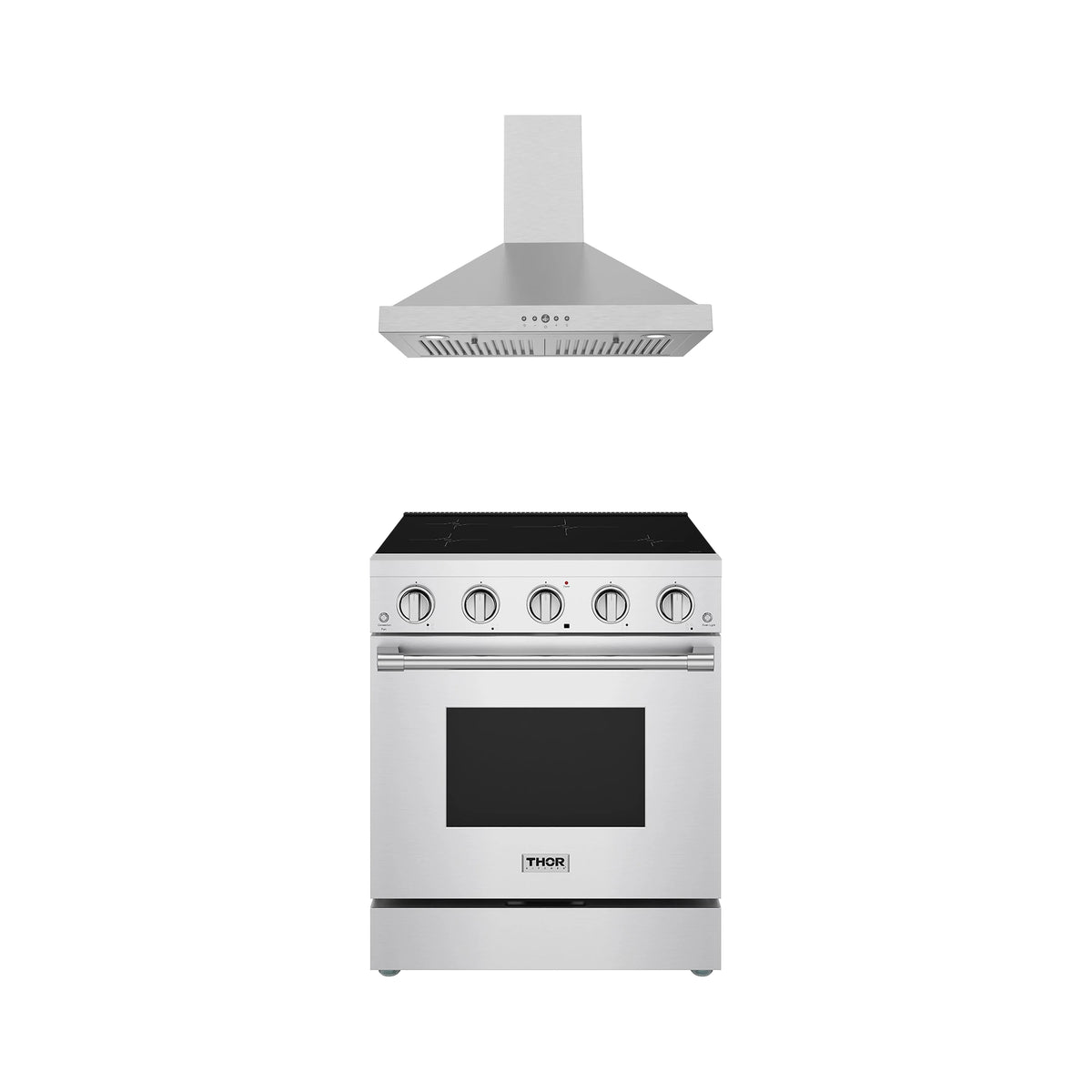 Thor Kitchen 2-Piece Appliance Package - 30-Inch Induction Range & Wall Mount Hood in Stainless Steel