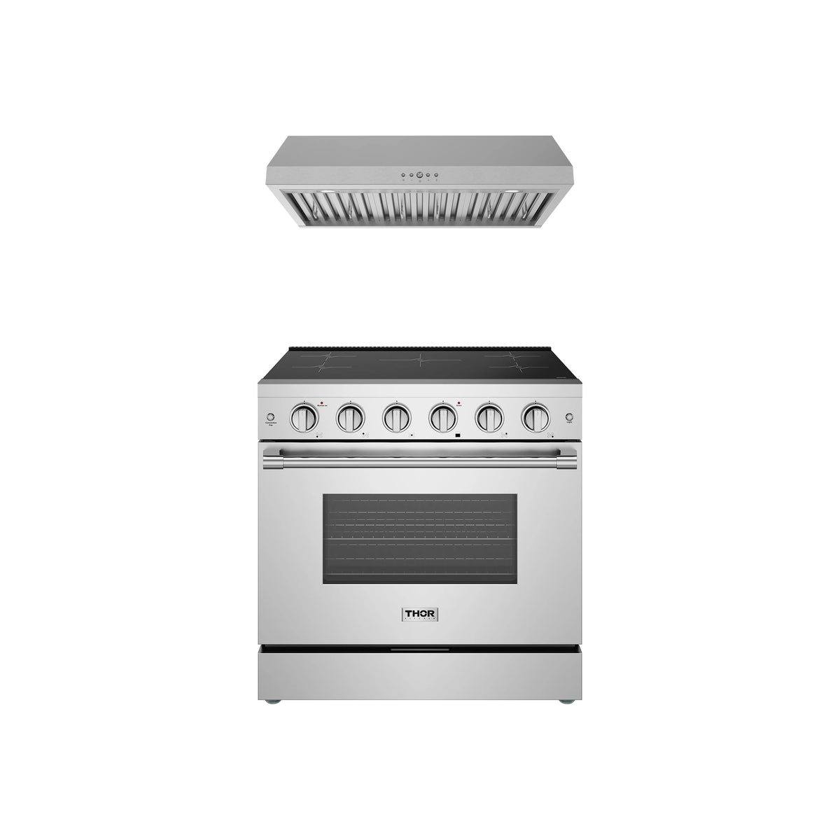 Thor Kitchen 2-Piece Appliance Package - 36-Inch Induction Range & Under Cabinet Hood in Stainless Steel