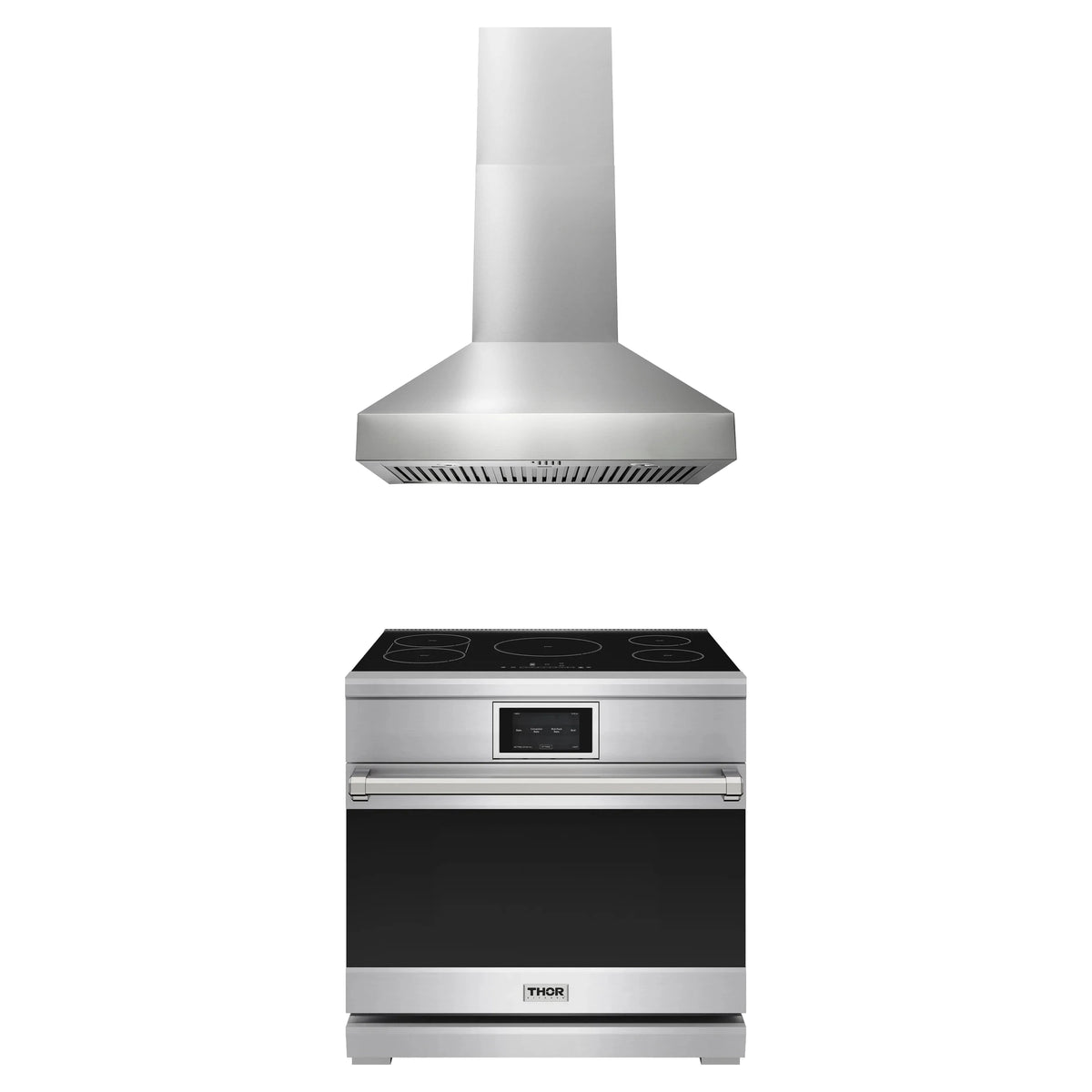 Thor Kitchen 2-Piece Appliance Package - 36-Inch Induction Range & Wall Mount Hood in Stainless Steel