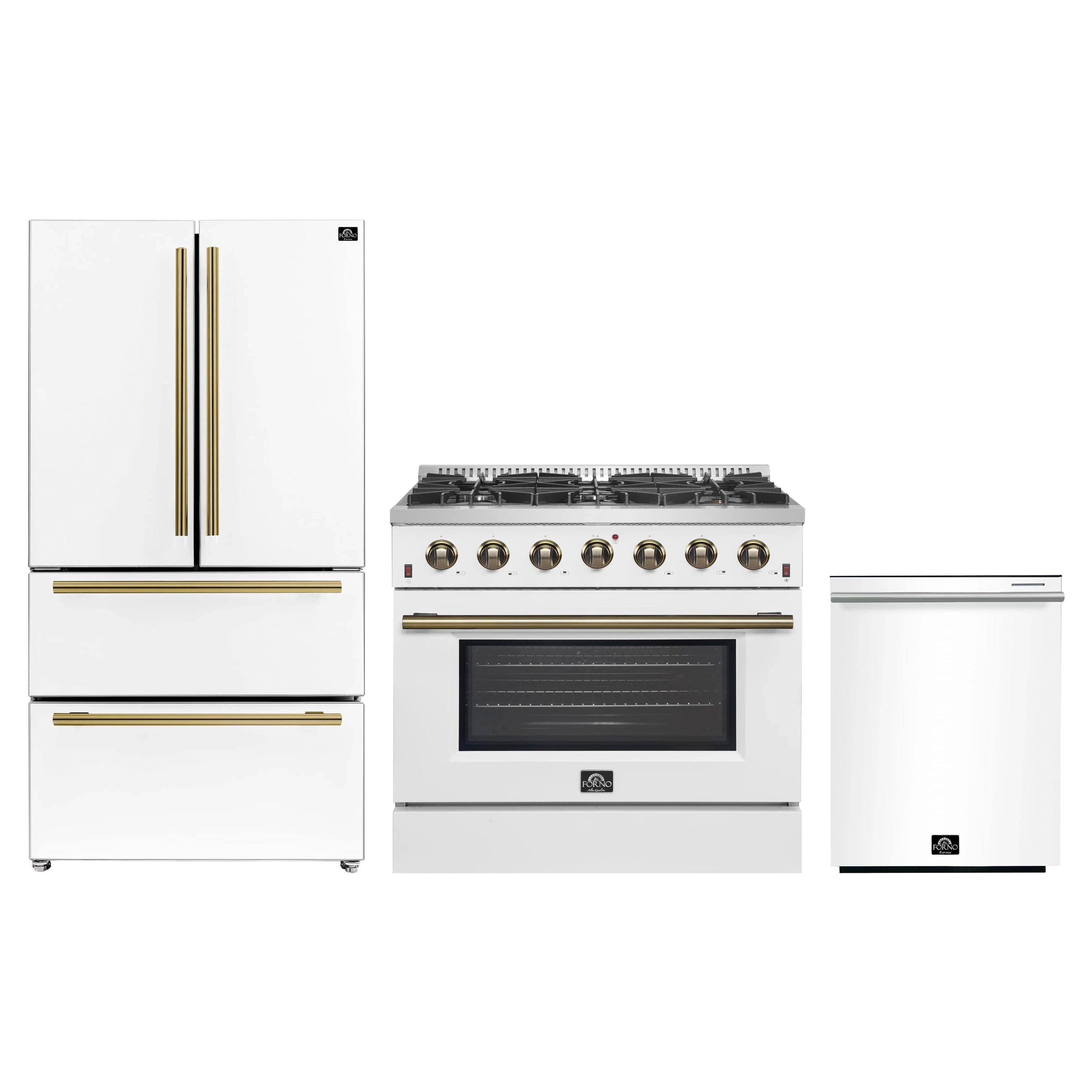 Forno Galiano 3-Piece Appliance Package - 36-Inch Gas Range, 36-Inch R
