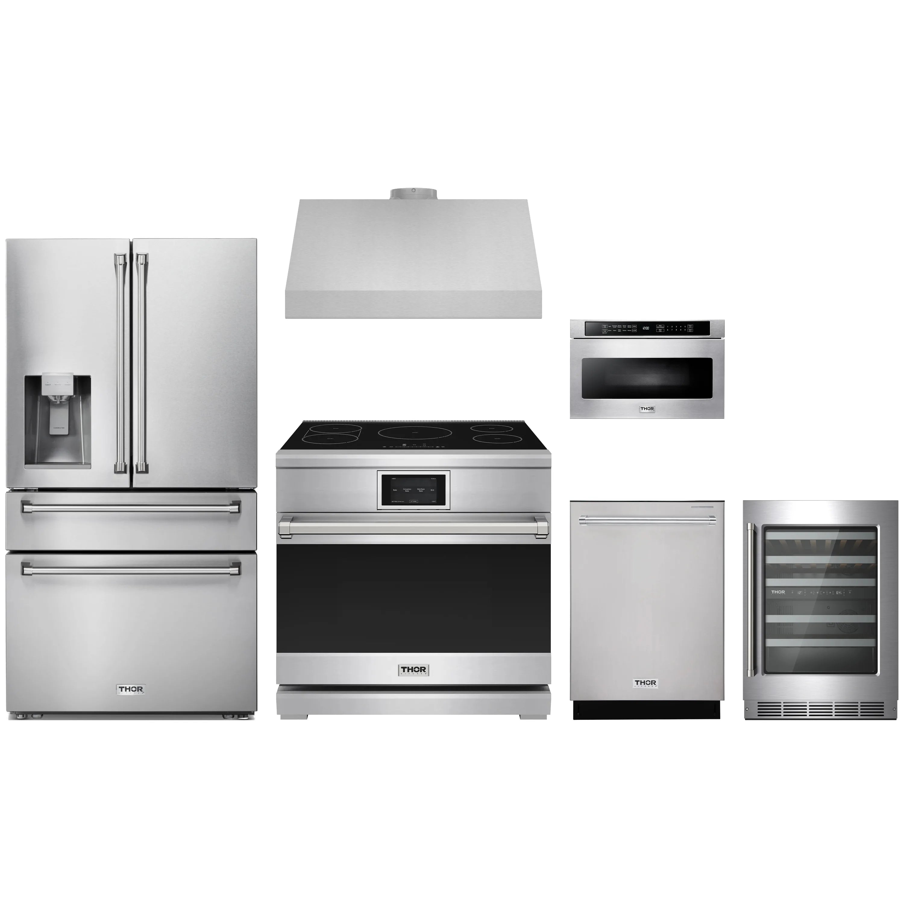 Stainless steel Thor induction range with glass cooktop and front control panel