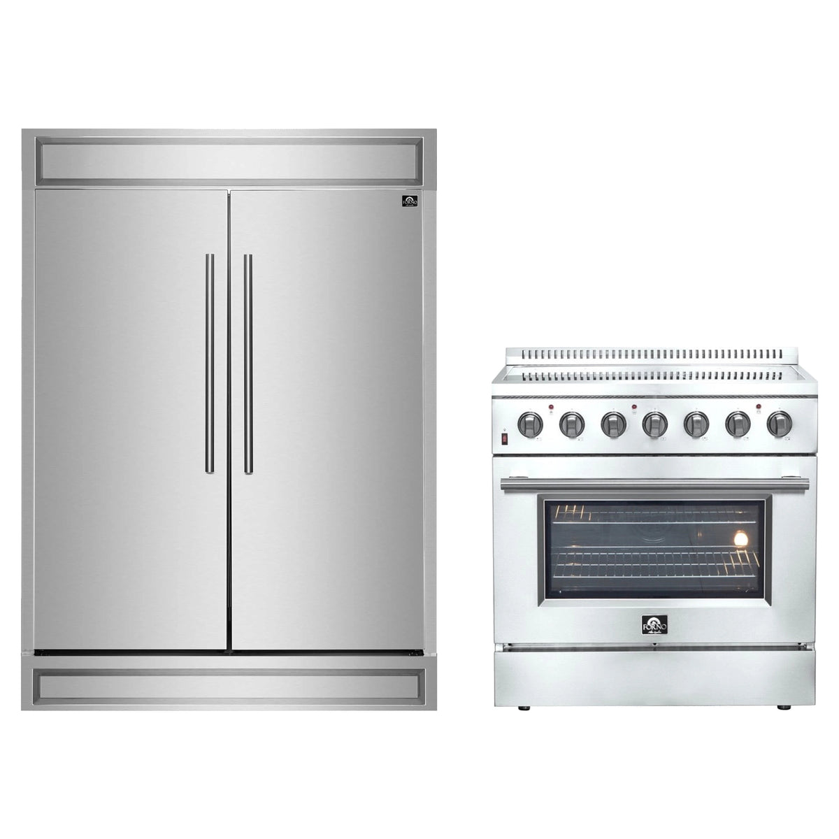 Forno 2-Piece Appliance Package - 36-Inch Electric Range and Pro-Style Refrigerator and Freezer in Stainless Steel