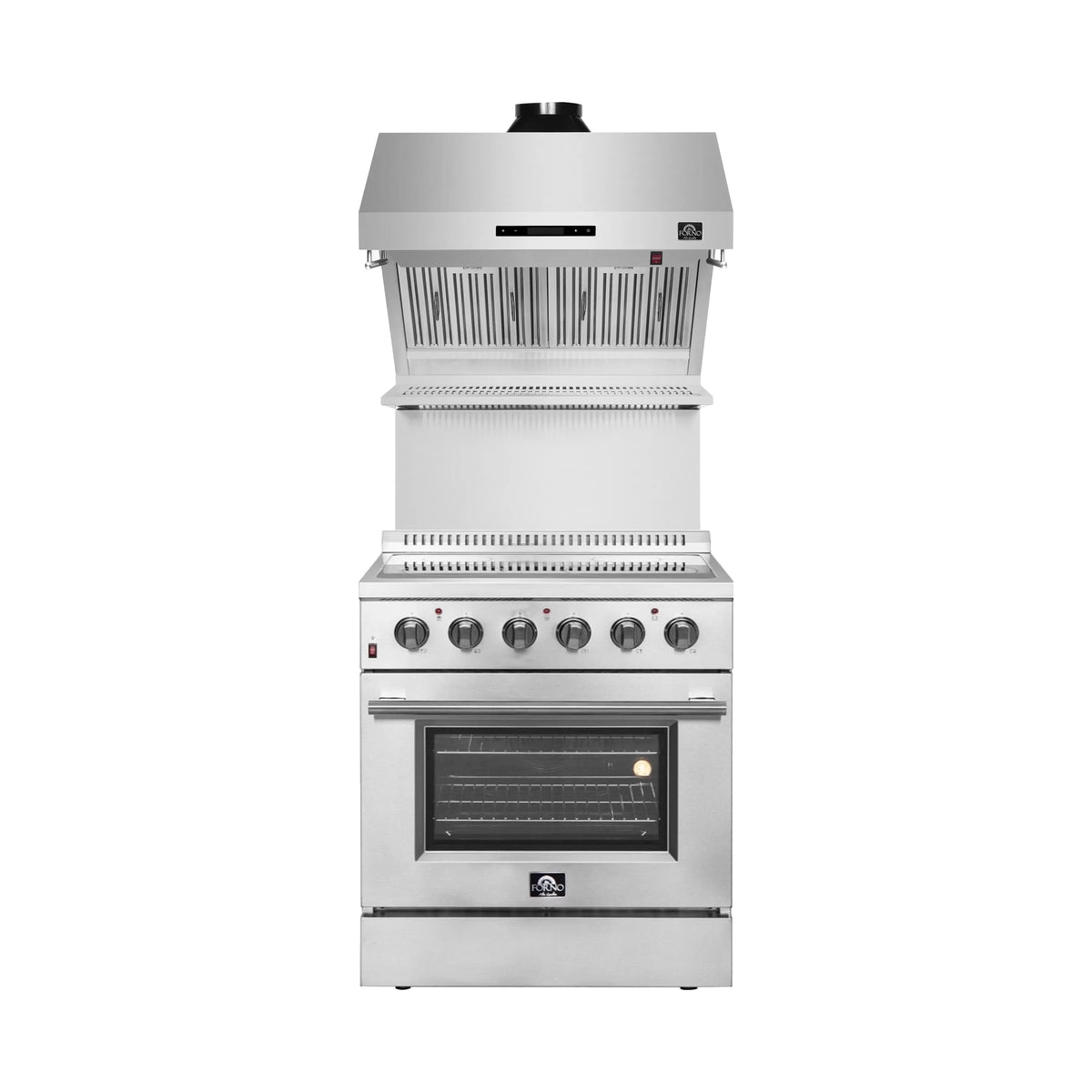 Forno 2-Piece Appliance Package - 30-Inch Electric Range and Wall Mount Range Hood with Backsplash in Stainless Steel