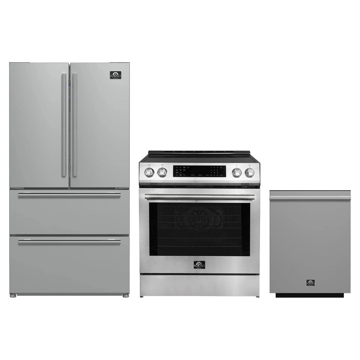 Forno Espresso 3-Piece Appliance Package - 30-Inch Induction Range, Refrigerator and Dishwasher in Stainless Steel with Stainless Steel Trim