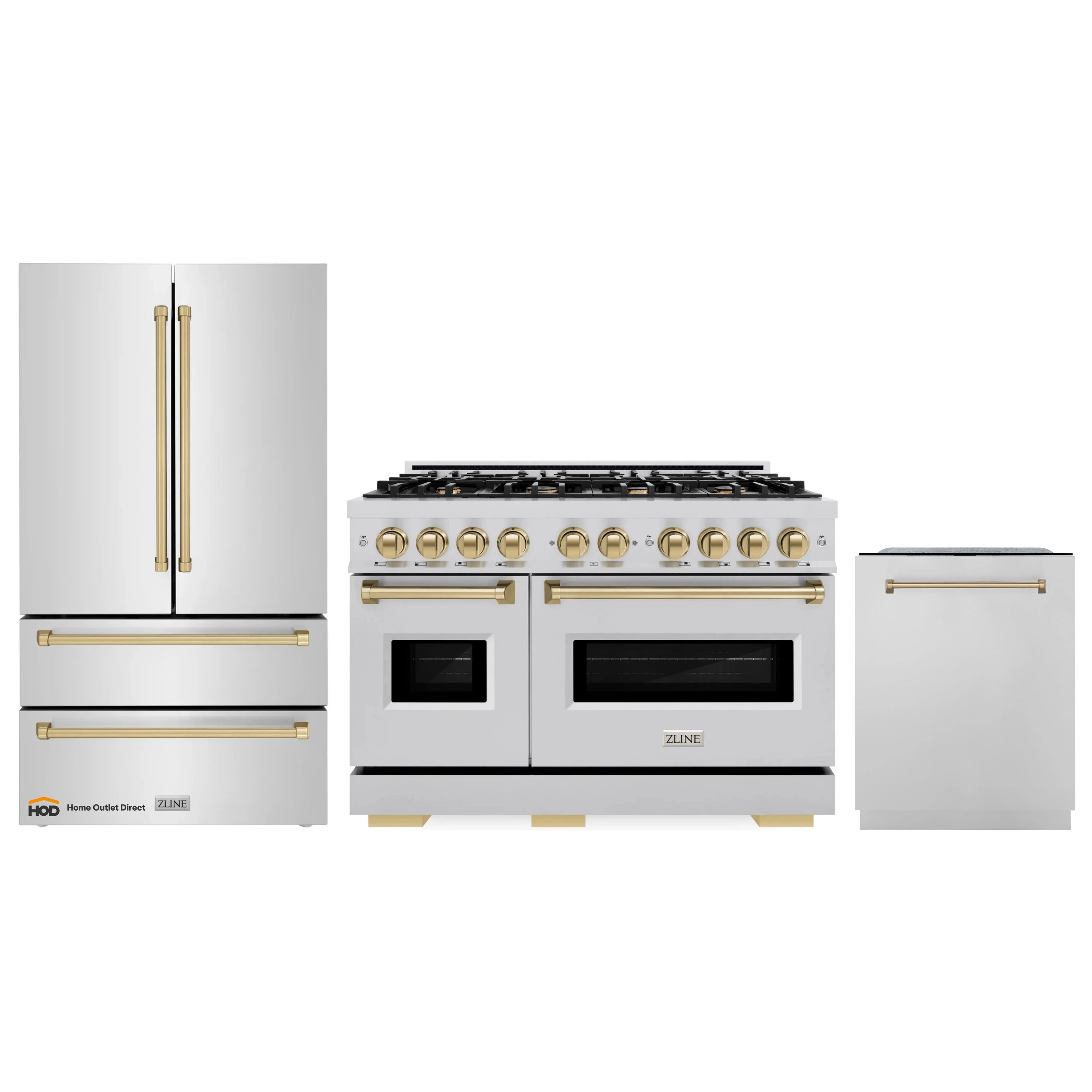 Stainless steel ZLINE 3-piece appliance package with gas range and dishwasher