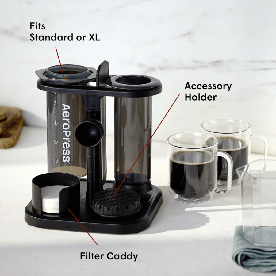 AeroPress Original XL Coffee Maker & Organizer Stand Bundle, 3-in-1 Brewing (XLOS1)