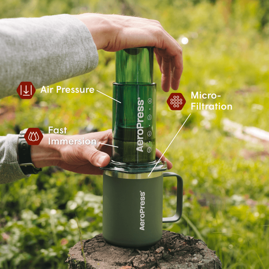 AeroPress Coffee Maker & Stainless Steel Filter Traveler's Bundle, 3-in-1 Brewing, Clear & Colors