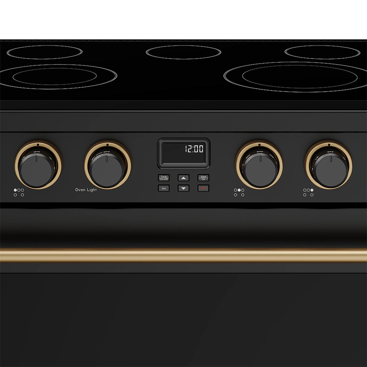 Thor Kitchen 36-Inch Electric Range with 5 Burners, 6.0 cu. ft. Convection Oven in Black with Bronze Trim (ARE36B-BRZ)
