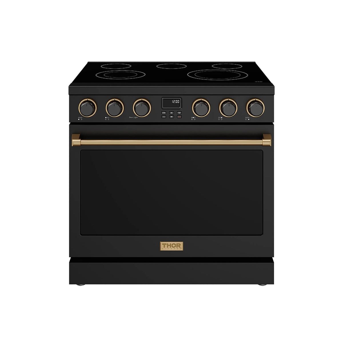 Thor Kitchen 36-Inch Electric Range with 5 Burners, 6.0 cu. ft. Convection Oven in Black with Bronze Trim (ARE36B-BRZ)
