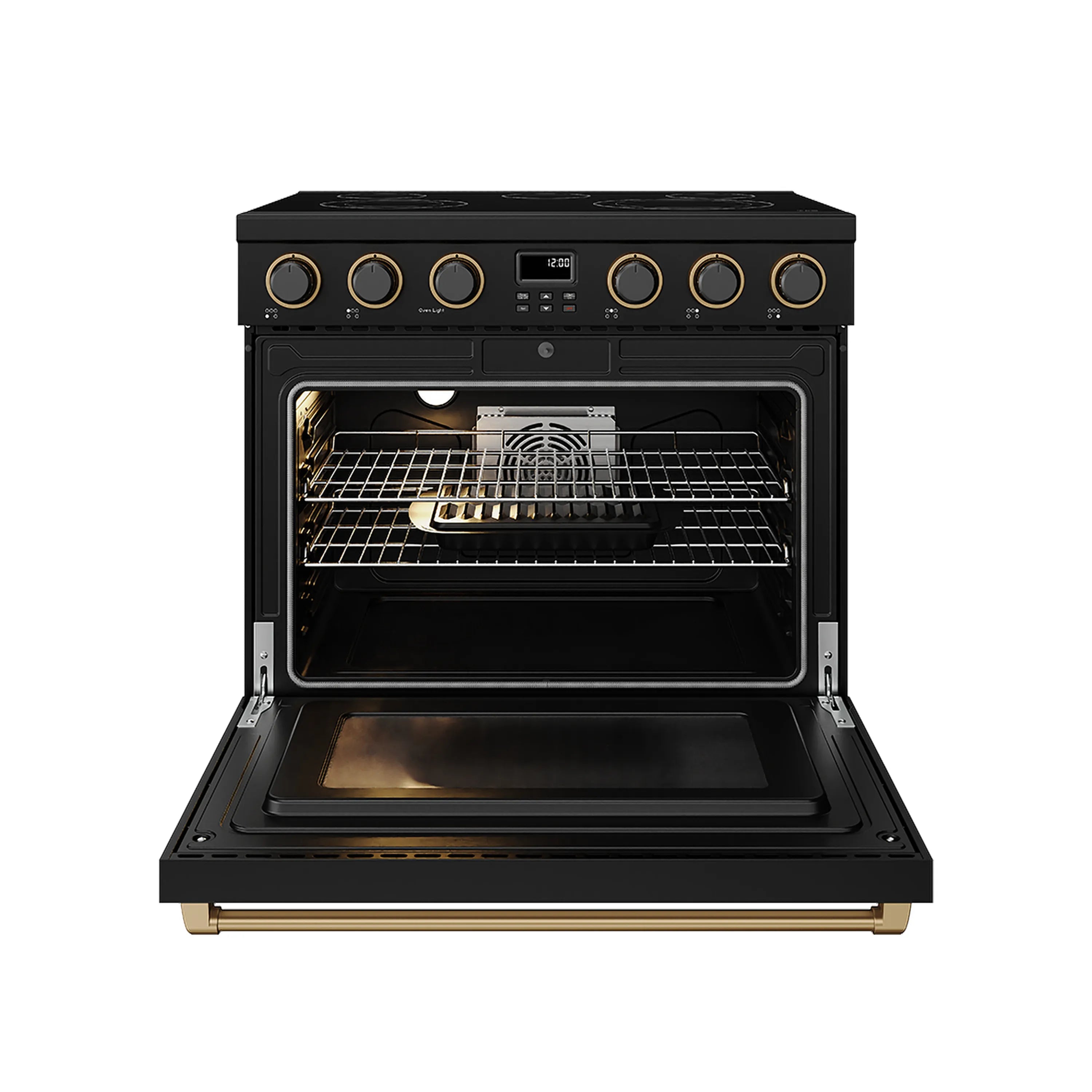 Thor Kitchen 36-Inch Electric Range with 5 Burners, 6.0 cu. ft. Convection Oven in Black with Bronze Trim (ARE36B-BRZ)