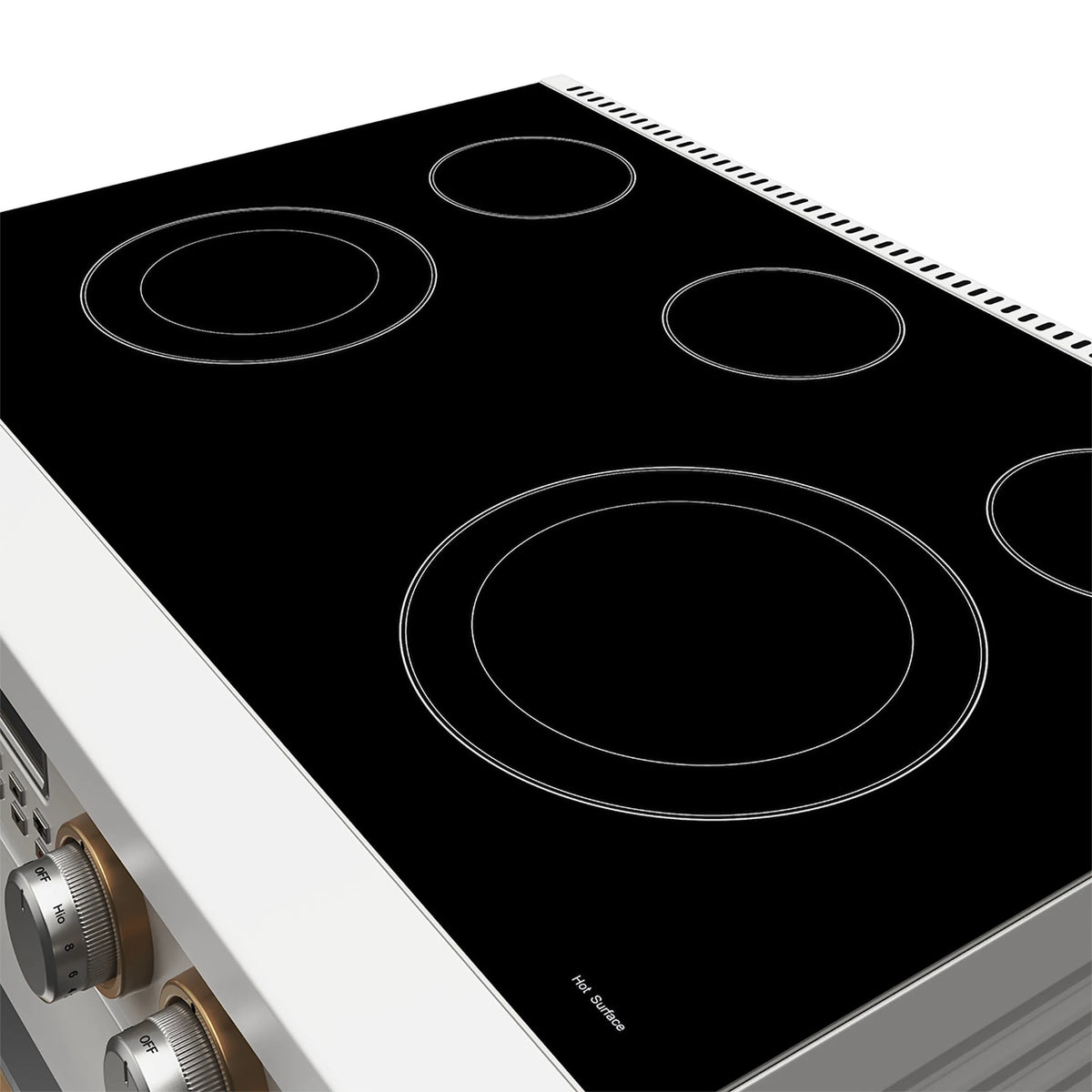 Thor Kitchen 36-Inch Electric Range with 5 Burners, 6.0 cu. ft. Convection Oven in White with Bronze Trim (ARE36W-BRZ)