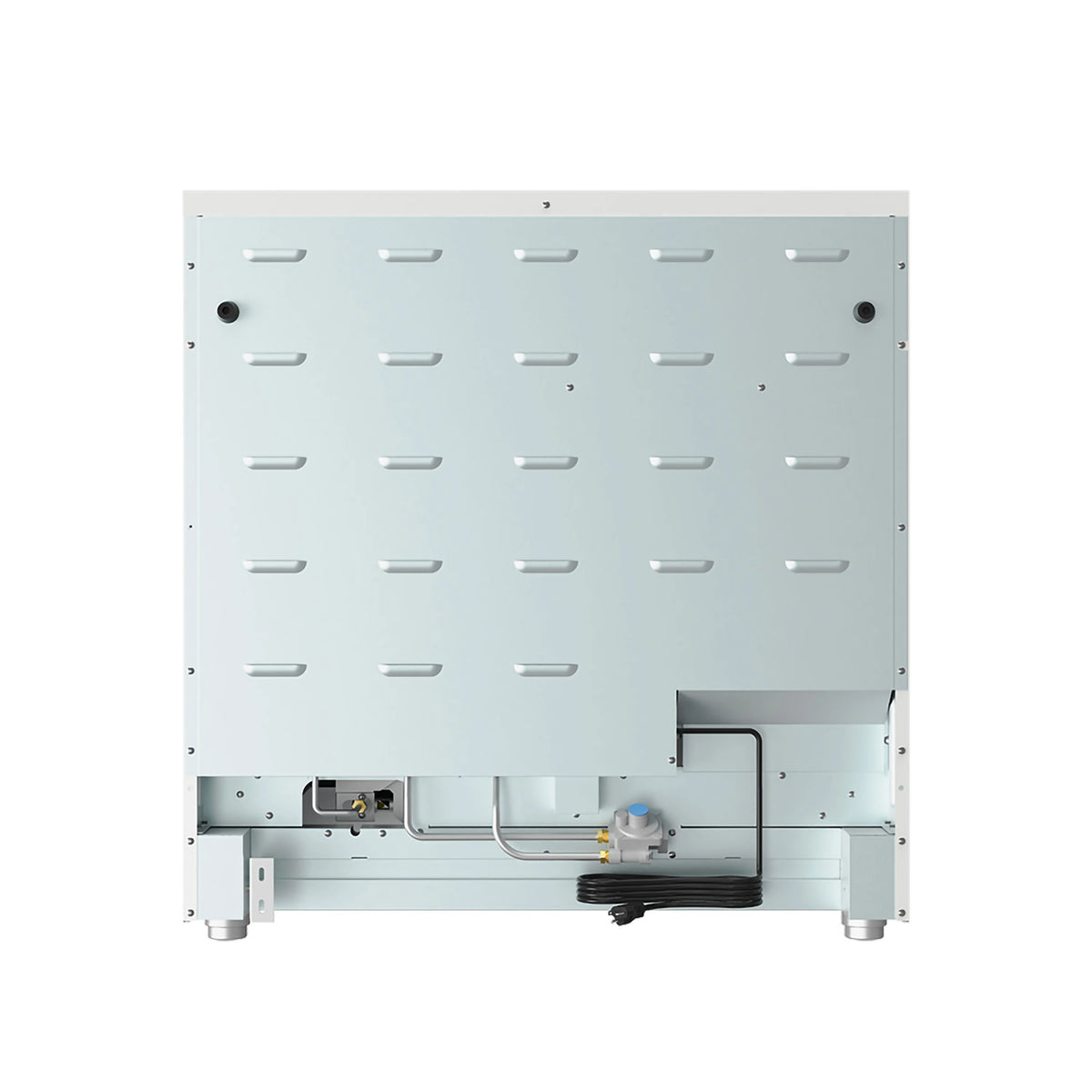 36-inch gas range rear panel with fittings and connections