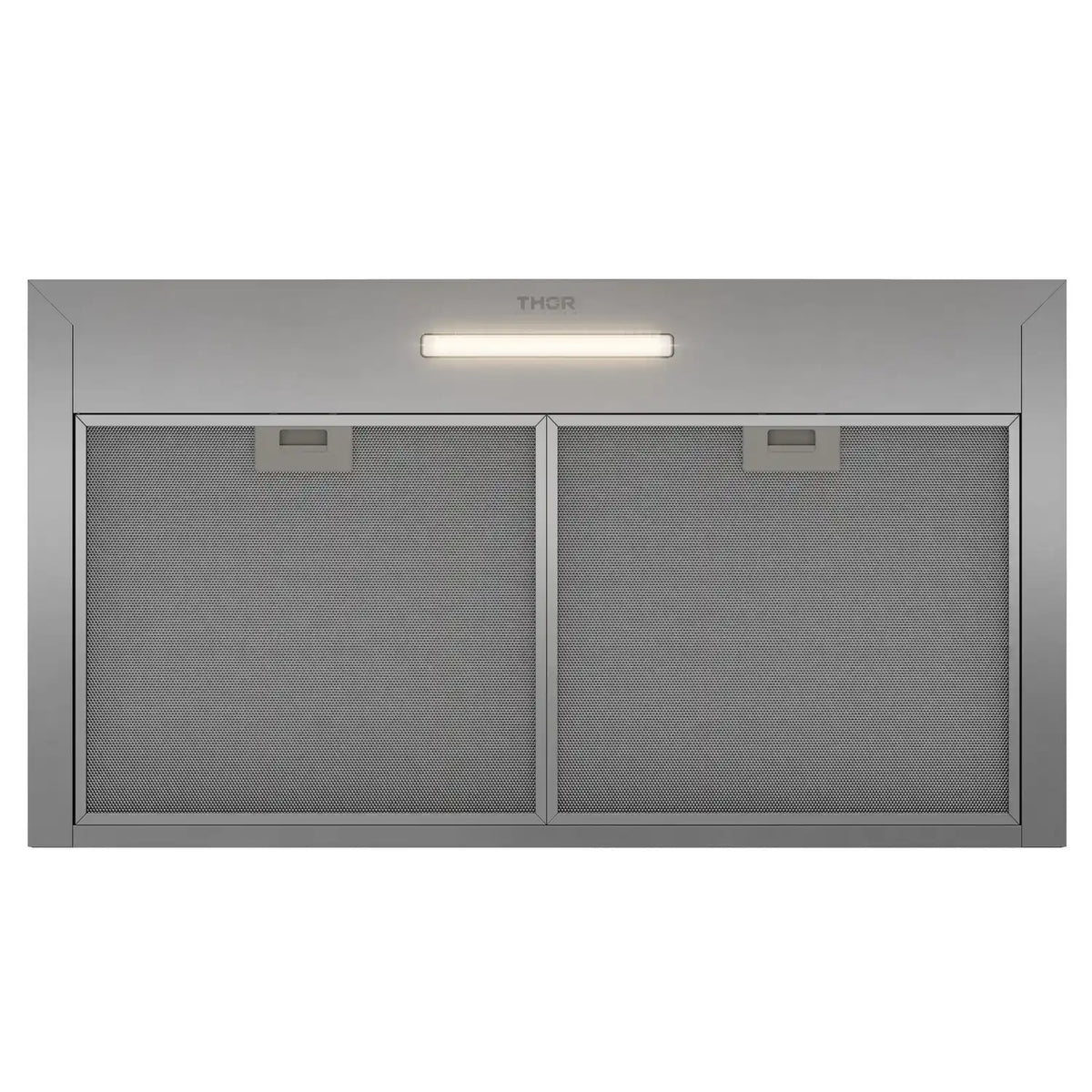 Stainless steel wall range hood with two mesh filters and THOR LED light